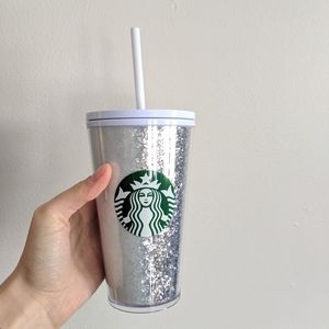 Starbucks ombre sparkle tumbler, white/silver